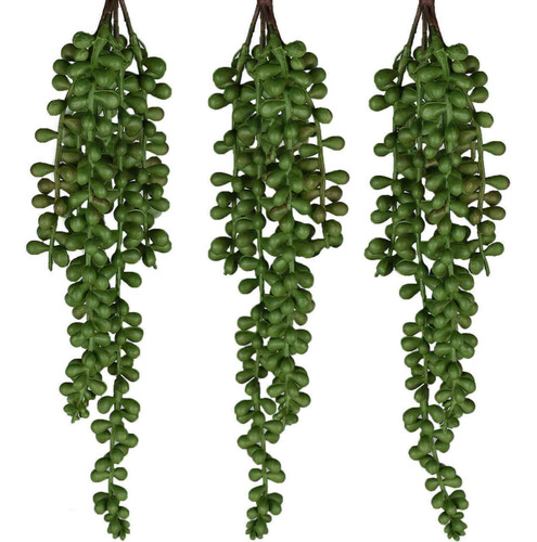 4 Suculentas Plantas Artificiais Pendente Em Silicone Verde