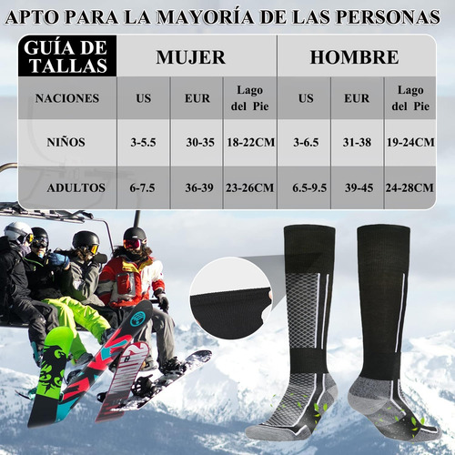 2 Pares Calcetines Termicos Nieve Invierno,calcetines De