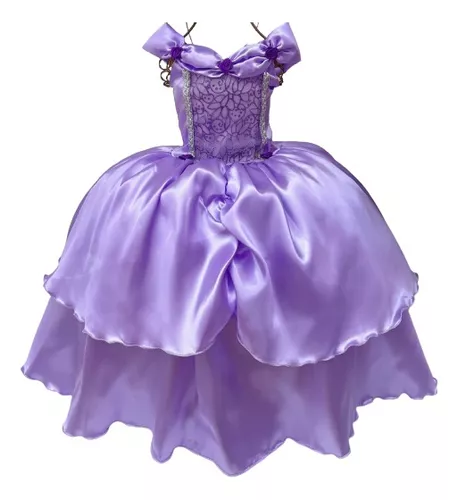 Vestido Luxo Infantil Princesa Sofia/Rapunzel C/Tiara (PP (1-2