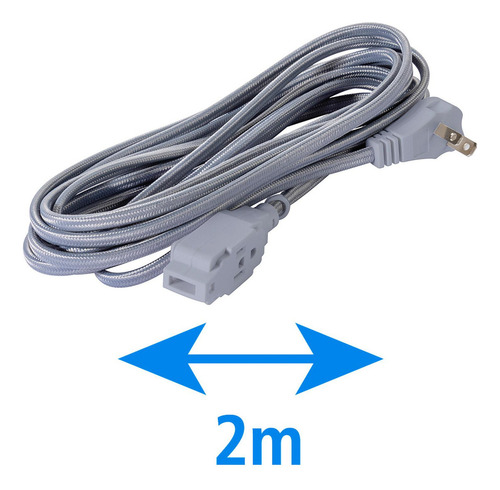 Extensión Eléctrica Trenzada Iusa, Color Gris, 16 Awg, 2 M