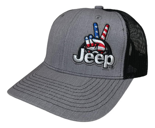 Jeep Wave Logo Trucker Patch Hat - Cepillado Con Bordado Wav