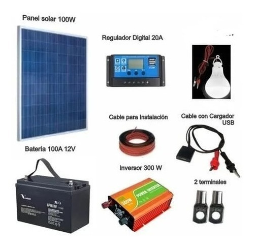 Kit Solar Ksl500w Para Carga Laptop, 10 Luces Celulares, Tv