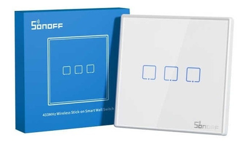 Sonoff T2eu 3canales Rf Blanco Interruptor Wifi Touch Vidrio