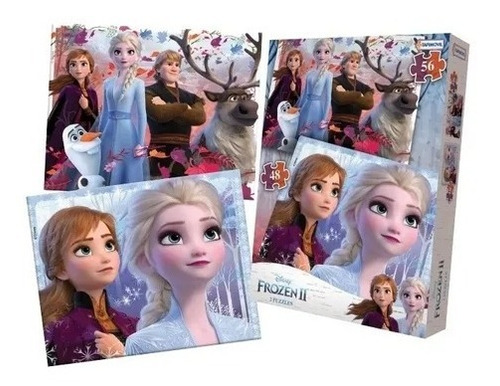 Rompecabezas Frozen 2 Pack X 2 Unidades 48 Y 56 Original Lic