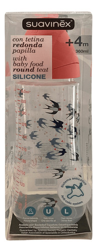 Biberones 360ml/12oz Flujo Denso Silicon Suavinex Color Durazno Swallows