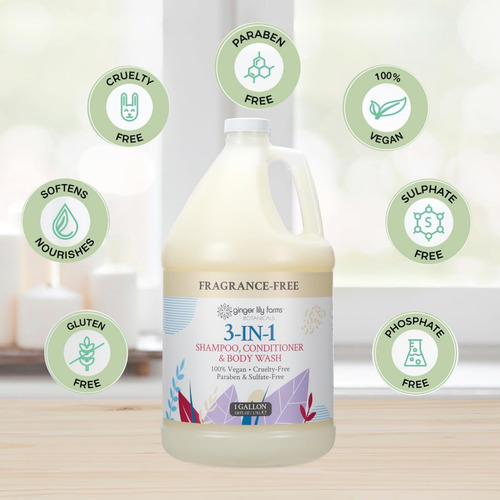 Shampoo, Condicionador E Sabonete Líquido 3 Em 1 Da Ginger L