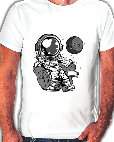 Remeras Remelotas Estampadas Con Astronauta En Relax - 0912