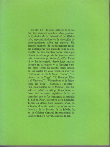 Ciencia Y Ocultismo. I K Taimni. Exc Estad. Centro/congreso (Usado)