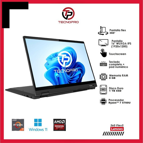 Imagen 3 de 7 de Laptop Lenovo 360 Ryzen 7 = Core I7 - 8 Gb - 1tb Ssd - Touch