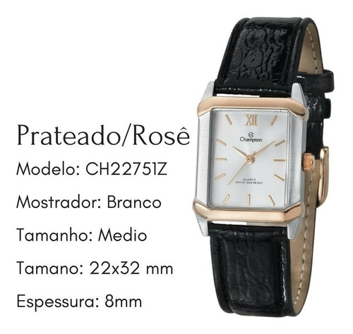 Relógio Feminino Champion Pulseira De Couro Original