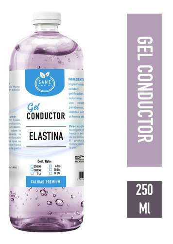 Gel Conductor Con Elastina Facial Y Corporal 250 Ml Sane 