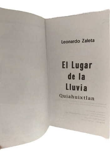 Quiahuiztlán Veracruz, El Lugar De La Lluvia Zaleta (Usado)