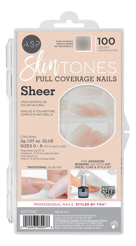 Asp Tips Para Uñas Color Natural 100 Piezas