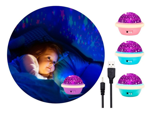 Lampara Velador Proyector Luz Rgb Luna Estrellas Usb Color de la estructura Violeta