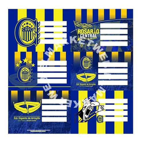 Etiqueta Para Nombre Rosario Central X12 Etiquetas