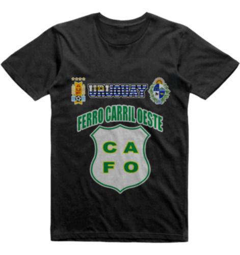 Remera Algodon Negra Uruguay Ferro Carril Oeste Soriano