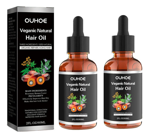 R Aceite Para El Crecimiento Del Cabello, 2 Unidades, 60 Ml