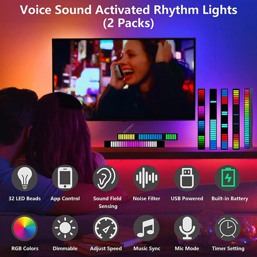 Barra Rítmica Led Rgb Decoração Gamer Pc Tv Som Automotivo