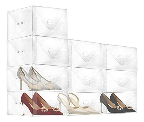 Caja Transparente De Zapatos Lwei Para Mujer, Paquete De 10