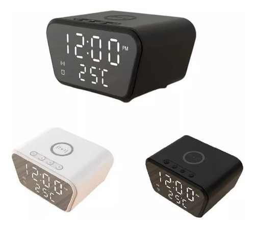 Reloj Alarma Cargador Inalámbrico 10w Medidor De Temperatura