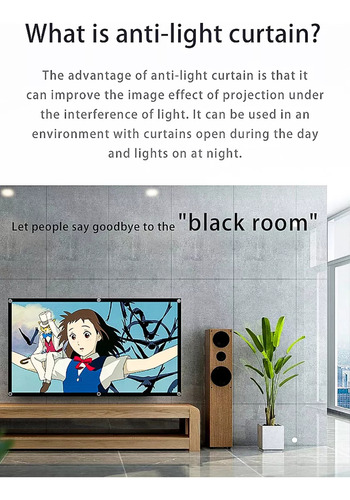 Tela De Projetor Cinza Anti-luz 16:9 Com Borda Preta 1