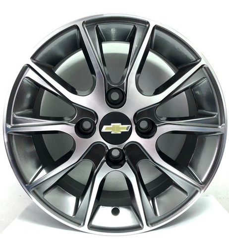 Rodas Chevrolet Onix Prisma Celta Aro 14 4x100 (jogo) +bicos Cor Grafite Cromo Diamantado