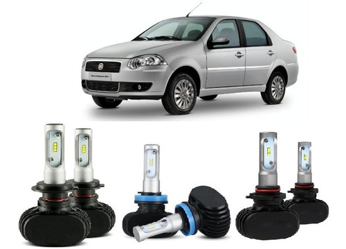 Kit Farois Led 9200lm Fiat Siena G3 03 A 12 Alto Baixo Milha