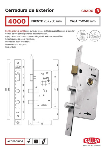 Imagen 2 de 5 de Cerradura Kallay 4000 Herrero Seguridad Casa