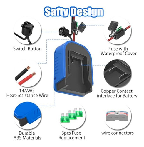 Adaptador De Batería Power Wheel De 2 Piezas Para Batería Ko