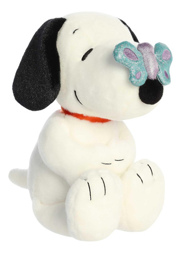 Peluche Snoopy Con Mariposa. Marca Aurora Color Blanco