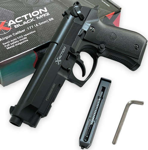 Pistola Co2 Balines Calibre 4.5mm Aire Comprimido Negra Negro 114.3 Mm
