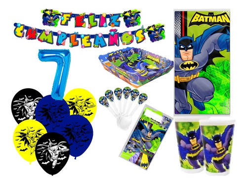 Kit Decoración Batman X24 Niños + Bombas Latex + Numero