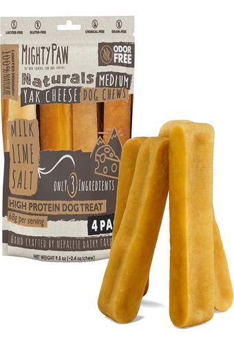 Mighty Paw, 4 Masticables De Queso De Yak, Tamaño Mediano