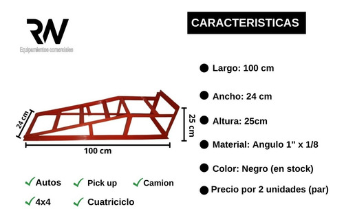 Imagen 2 de 7 de Rampa P/ Auto Camioneta - 4x4 De Hierro - X 2 Unidades