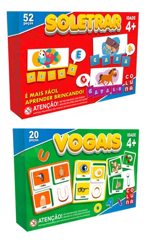 Kit Jogos Educativos Escolares 4 Anos Formar Palavras Vogais