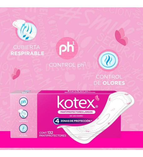 Pantiprotectores Diarios Kotex Largos Protección 132 Piezas