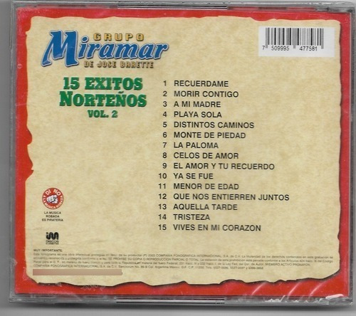 Grupo Miramar 15 Éxitos Norteños Vol 2 | Cd Música