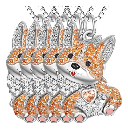 Collares De Perritos De Raza, Mxoke-005, 5pzas, Corgi, Plata Color Plata Naranja