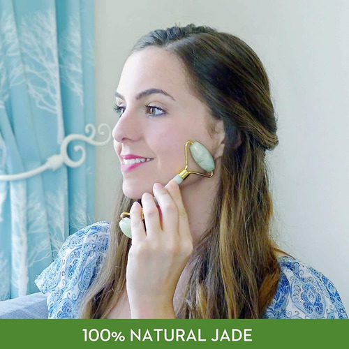 Imagen 3 de 3 de Rodillo Facial, Cara De Jade Masajeador Gua Sha, Natural.