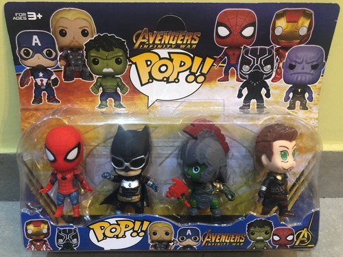 Muñecos Funko Pop Avengers X4 Spiderman Batman Con Luz 10 Cm