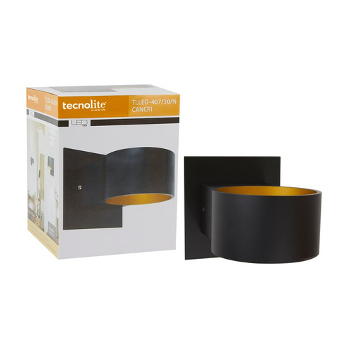 Lampara Sobreponer Muro Negro 5.5w Luz Suave Cálida Tlled-4