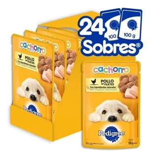 Pack X24 Sobres Pedigree Para Cachorros De Pollo En Filetes