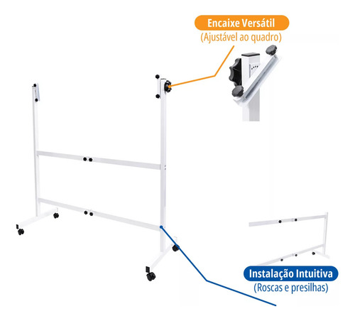 Cavalete Suporte Universal Fixação Tripé Com Rodas Para Lousa Quadro Até 200cm