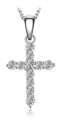Imagem 1 de 5 de Colar De Prata 925 Pingente Crucifixo Diamantes De Zircônia