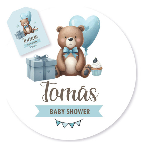 Kit Imprimible Osito Celeste Baby Shower Nacimiento Tukit