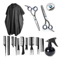 Comprar Tijera Corte Pulir + Capa+ Rociador+ Set De 10 Peines Barber