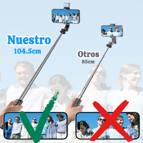 Palo Selfie Para Móvil Con Luz Trípode Bluetooth Exterior