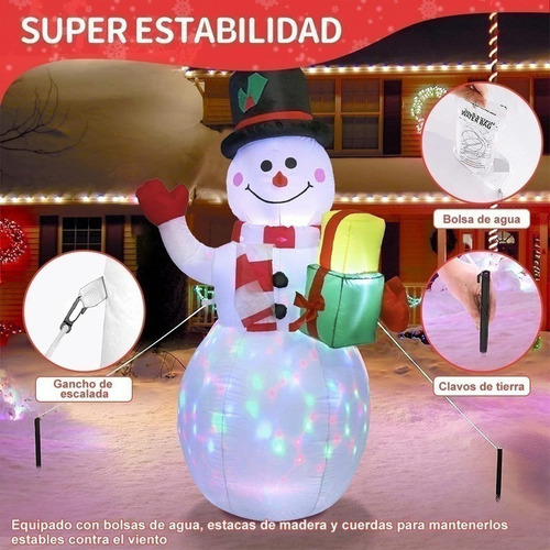 Decoración Inflable Luminosa De Muñeco De Nieve