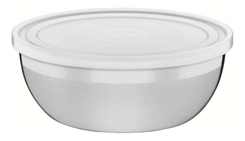 Pote Grande 5,8l Redondo Em Aço Inox Com Tampa Plástica 28cm