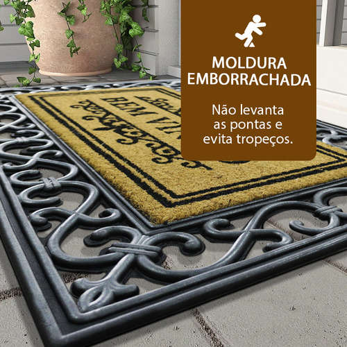 1 Tapete Porta Capacho Fibra Coco Antiderrapante 45x75 Im1pr
